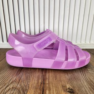 Crocs Isabella Kids Jelly Sandals Junior Size 6 Purple Glitter Fisherman Strappy